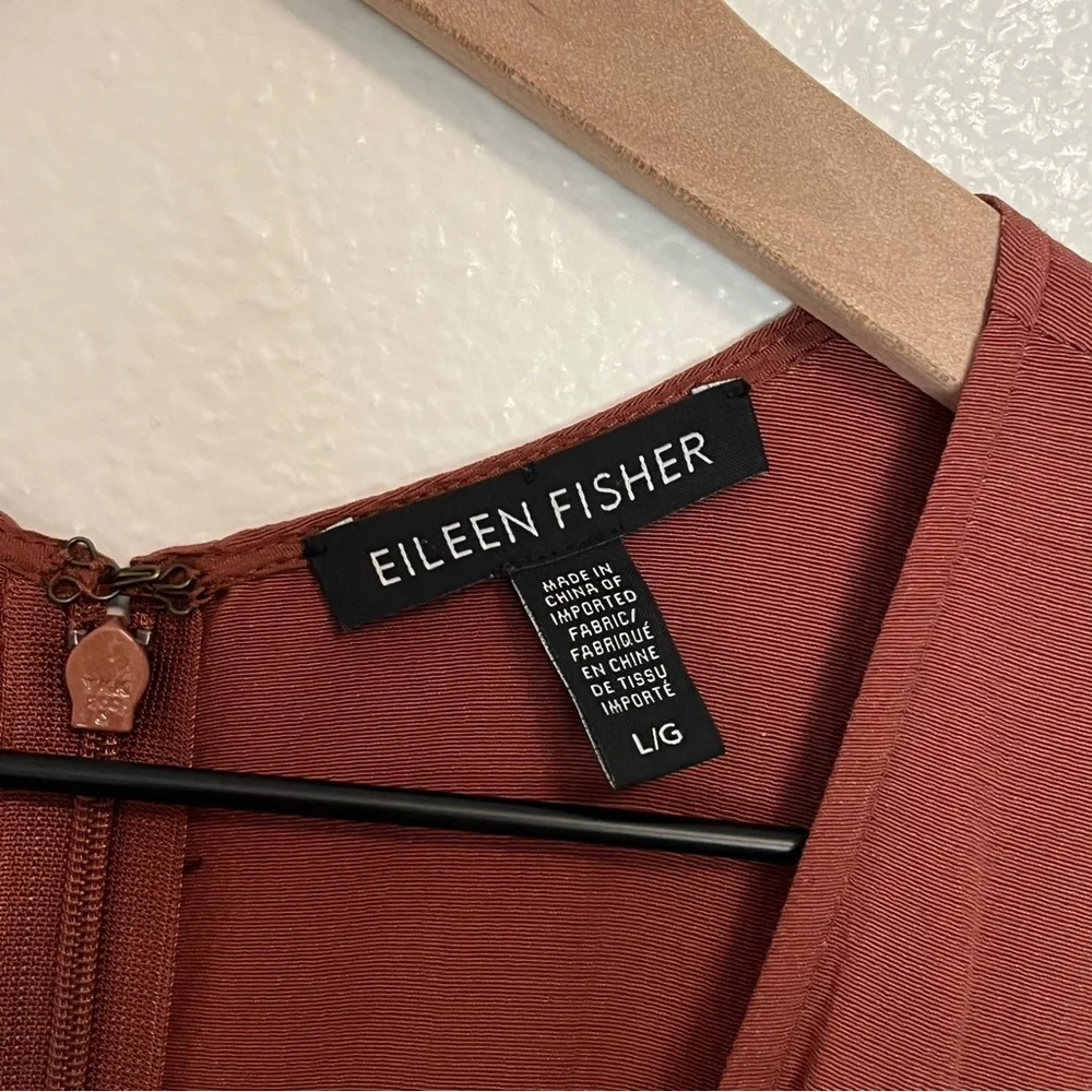 Eileen Fisher -Crepe Ruset Cap Sleeve Drawstring Wide Leg Crop Jumpsuit - Large - Picture 5 of 16